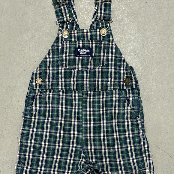OshKosh B'gosh Blue and White Plaid Kids Overalls - Picture 1 of 10
